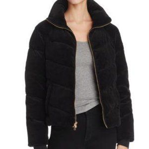 Juicy Black Velour Down-fill Quilted Puffer Jacket